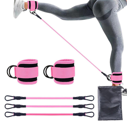 6Pcs Set Ankle Resistance Bands for Working Out Butt Exercise Fitness Equipment for Women Pink