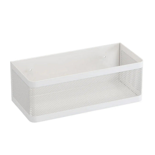 Punching-Free Hanging Storage Baskets Organizer Wall Mount Storage Bin Rack for Kitchen Bathroom White