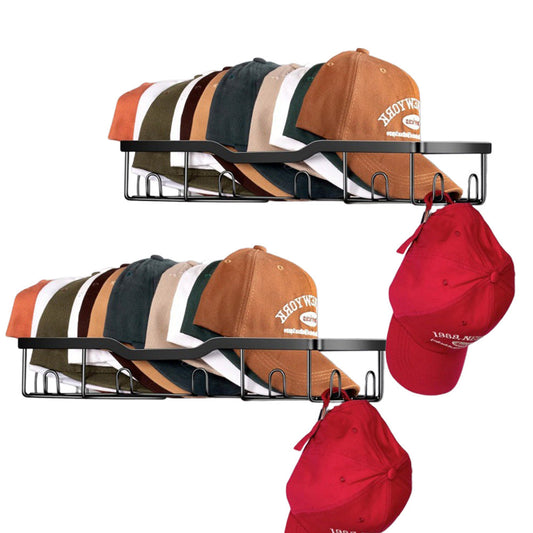 2Pcs Wall-Mounted Metal Hat Racks for Baseball Caps Hat Storage Organizer