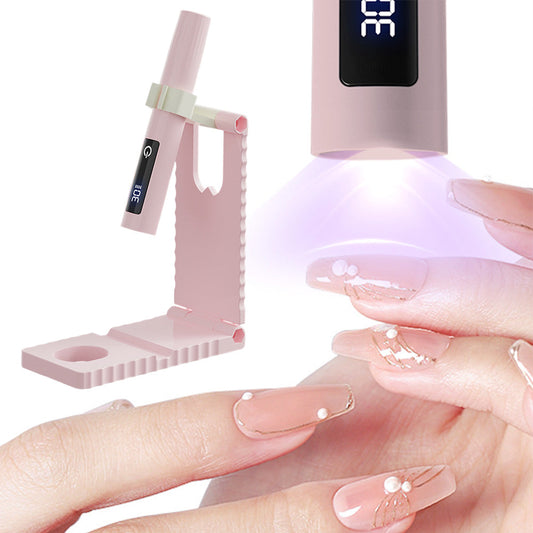 Handheld UV Light for Gel Nails with Stand Mini Portable Cordless Nail Lamp with LCD Display Pink