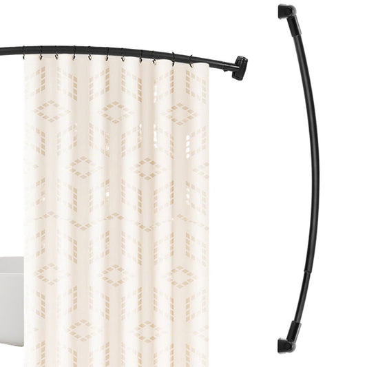 Curved Stainless Steel Shower Curtain Rod for Bathroom and Bathtub Black