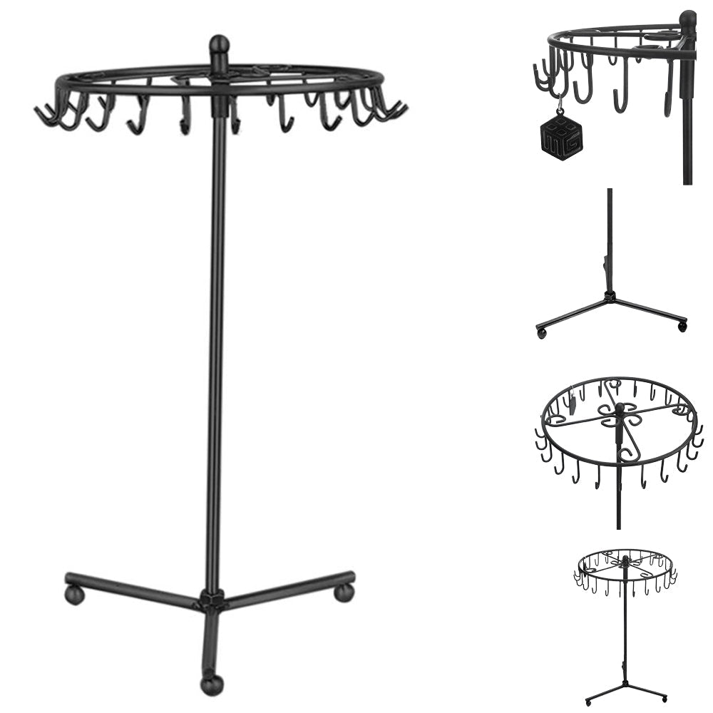 23-Hook Rotating Jewelry Display Rack Ring Holder Organizer Necklace Stand Black