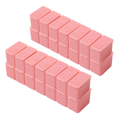 4 PCS Weekly Pill Organizer 7 Day Medicine Box with Compartments for Travel Home Pink