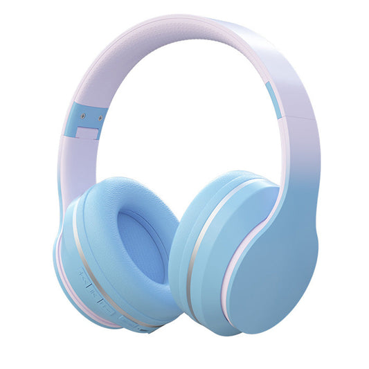 Foldable Kids Wireless Headphones Over Ear Bluetooth Headset with Mic Function Blue