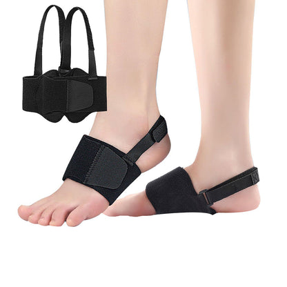 Pair of Wearable Arch Support Braces Adjustable Anti-Slip Bands for Flat Feet Plantar Fasciitis Black