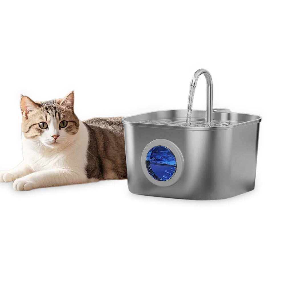 USB 2.2L Stainless Steel Pet Water Fountain for Cats and Small Dogs Style 1