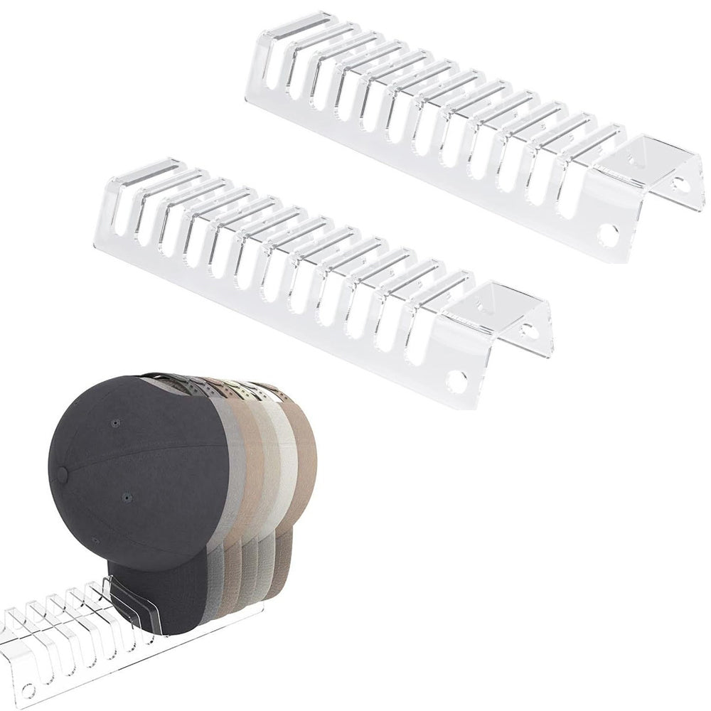 2Pcs Acrylic Baseball Cap Rack 12-Slot Hat Holder Display Stand Closet Organizer