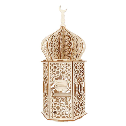 Christmas Wooden Lantern ¨C Decorative Carved Hollow LED Night Light for Holiday Home Decor Style 1