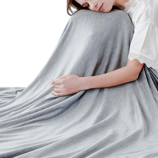 Double Side Cooling Blanket Soft Breathable Summer Blanket for Hot Sleepers Night Sweats Grey
