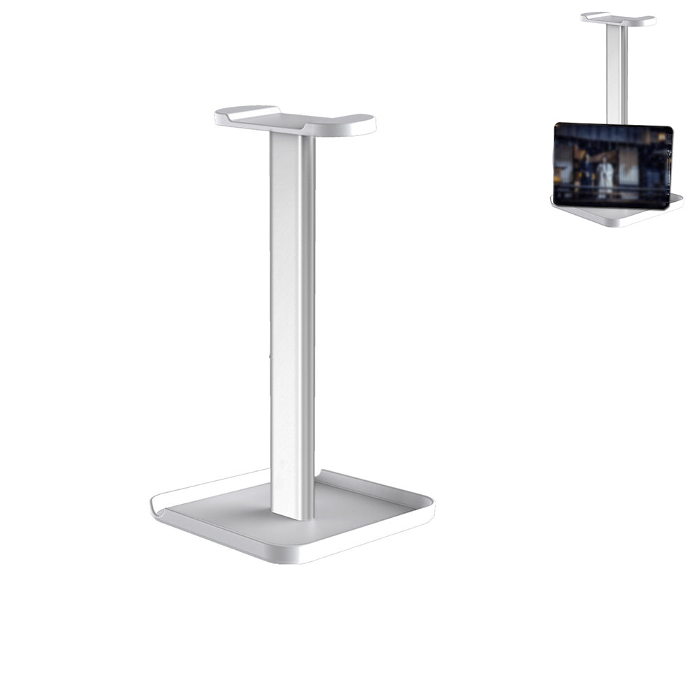 2-in-1 Gaming Headphone Stand Phone Holder Rack for Desk Display Rack White