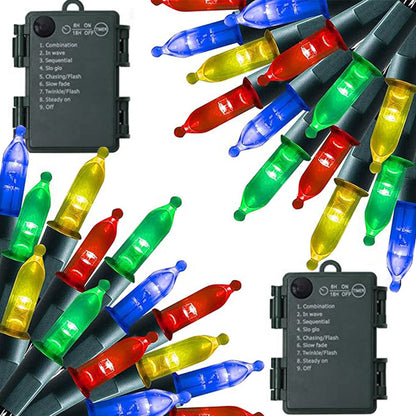 2 Pack Dazzle Bright Christmas String Lights Battery Operated  8 Modes Lights String  Holiday Xmas Decorations Mixed Color