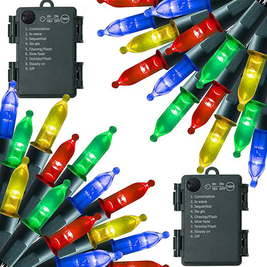 2 Pack Dazzle Bright Christmas String Lights Battery Operated  8 Modes Lights String  Holiday Xmas Decorations Mixed Color