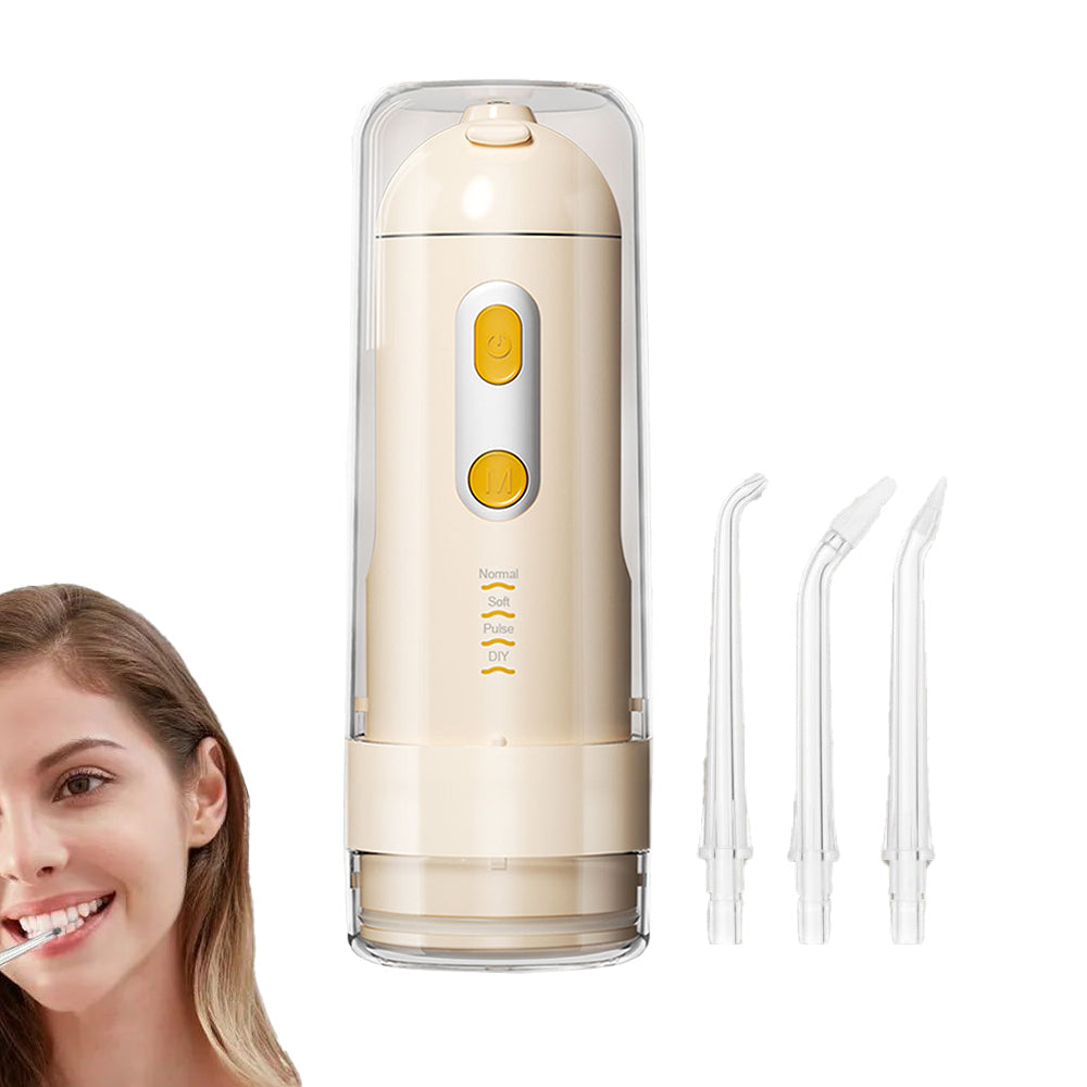 Electric Water Flosser Cordless Oral Irrigator with Removable Water Tank for Home Travel Yellow
