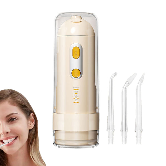 Electric Water Flosser Cordless Oral Irrigator with Removable Water Tank for Home Travel Yellow
