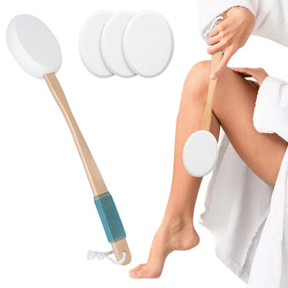 Back & Foot Lotion Applicator with 4 Replacement Pads Sunscreen Applicator Tool White