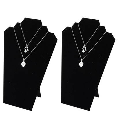 2Pcs Foldable Flannel Necklace Jewelry Bust Display Stands-Black
