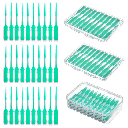 240Pcs Floss Picks Tooth Cleaners with Portable Travel Case Green