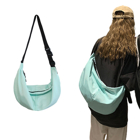 Trendy Dumpling Crossbody Bag Casual Sling Bag Half Moon Shoulder Messenger Bag Light Blue