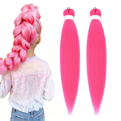 2Pcs Pre-Stretched Braiding Hair Extensions Synthetic Cosplay Hair Extensions Pink