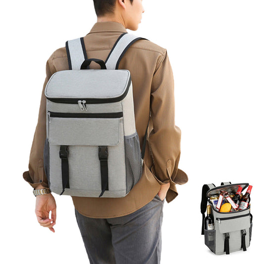 Portable Insulated Backpack Leak Proof  Camping Cooler Bag Grey