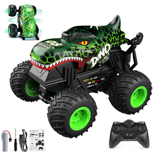 1:20 Scale RC Monster Truck Dinosaur Toy Car with Lights and Music Green