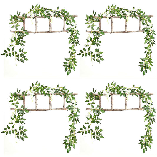 4PCS Artificial Silk Wisteria Vine Hanging Garlands 1.8m for Home & Garden Decoration White