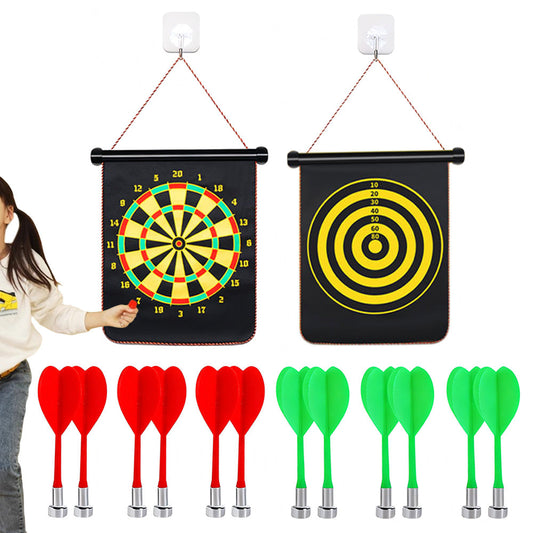 Magnetized Roll Up Dartboard Set with 12 Darts Indoor Outdoor Game Gift L