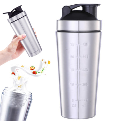 750ml Stainless Steel Protein Shaker Bottle with Mixing Ball