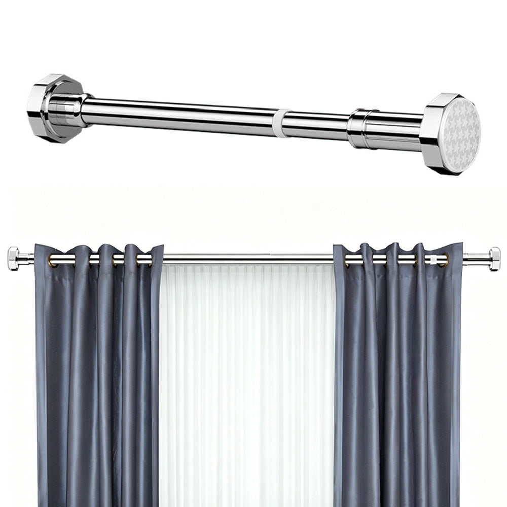 Extendable Curtain Shower Closet Pole-Silver