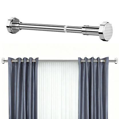 Extendable Curtain Shower Closet Pole-Silver