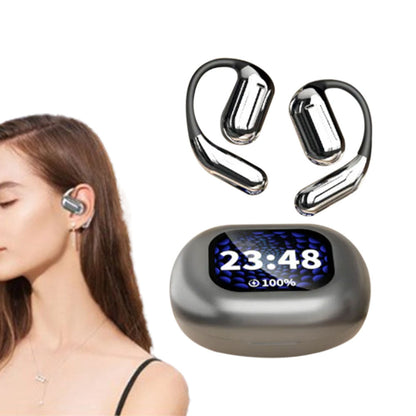 Wireless Open Ear Headphones  LCD Display Bluetooth 5.4 Earphones Touch Control Gray