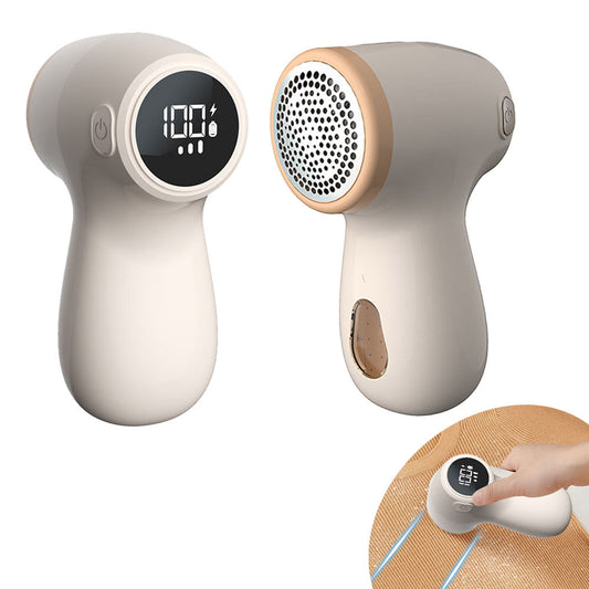 Rechargeable Electric Fur Remover Digital Display Fabric Shaver for Clothes Beige