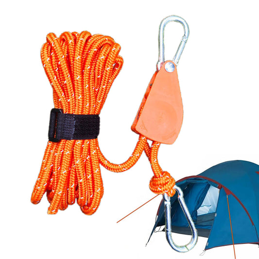 5M Adjustable Fast Release Pulley Camping Rope Camping Tent Guy Line for Canopy Orange