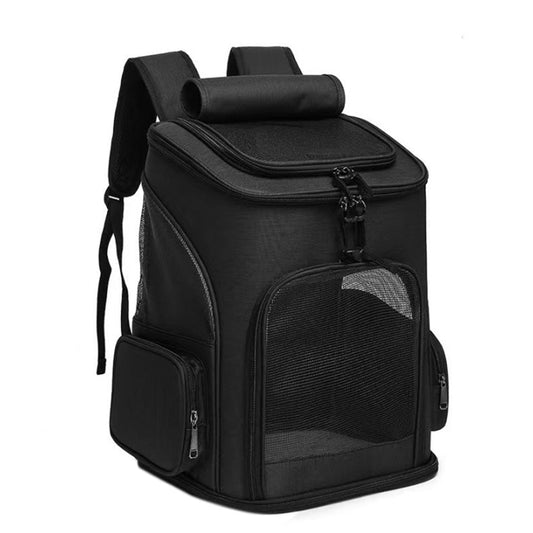 Expandable Cat Backpack Carrier Breathable Large Comfort Space for Small Pet Black