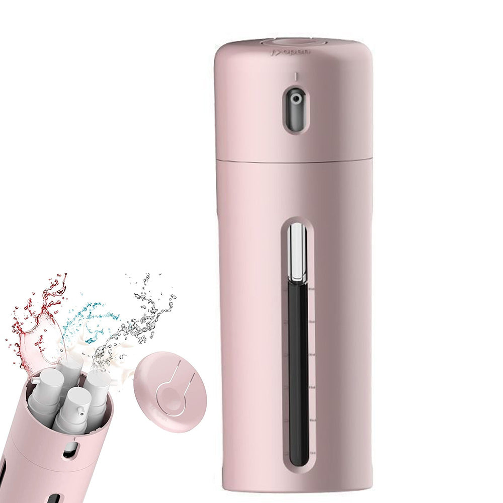 4-in-1 Rotating Travel Dispenser Bottle Portable Refillable Toiletries Organiser Pink