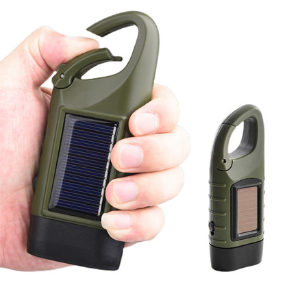 Hand Crank Solar Powered Emergency LED Flashlight ââ‚?Rechargeable Light Military Green