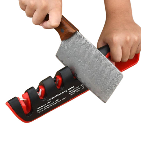 4 In 1 Scissors Sharpener Tool Knife Sharpeners With 6 Adjustable Angle For Kitchen Red