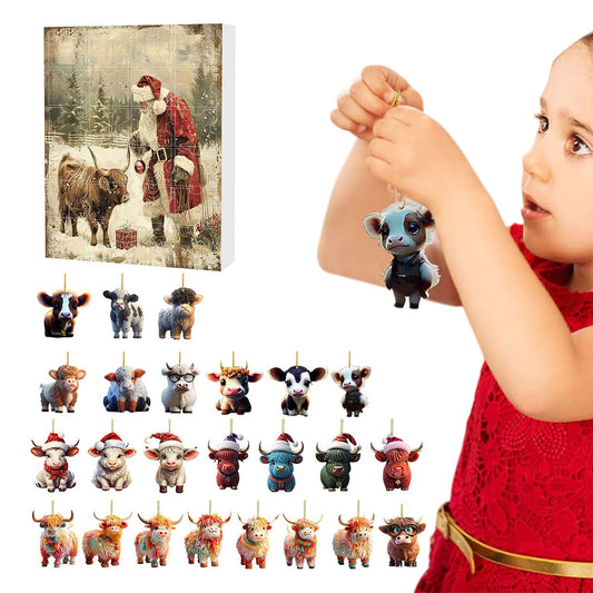24 Days Animal Christmas Advent Calendar Collectible Funny Cow Set Blind Box