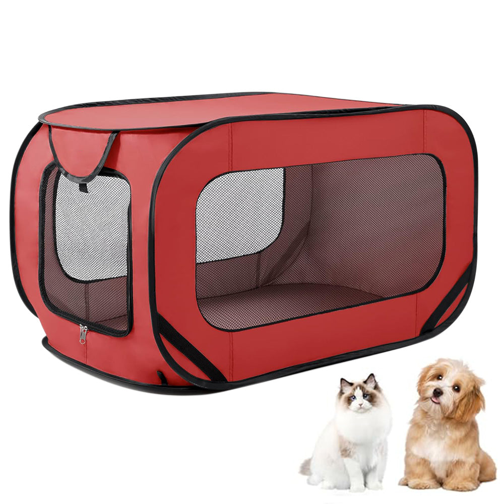 Portable Car Seat Pet Kennel Pop Up Dog Cat Tent Bed Red