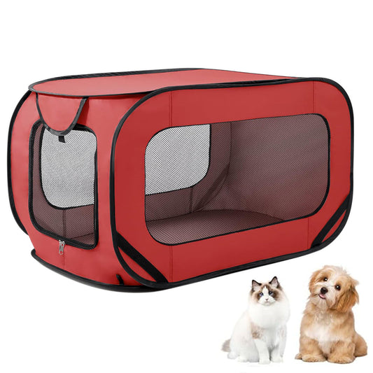 Portable Car Seat Pet Kennel Pop Up Dog Cat Tent Bed Red