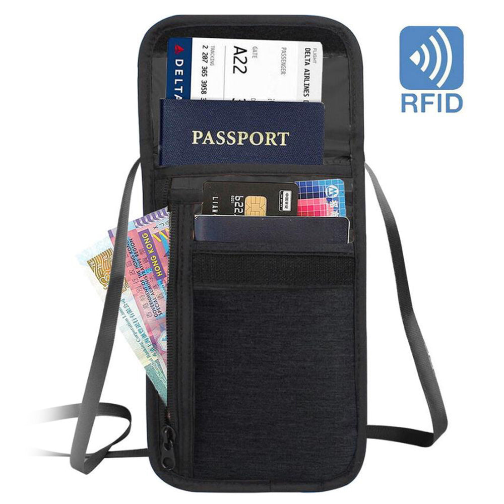 RFID-Blocking Wallet Travel Security Passport Card Holder Anti-Theft Pouch