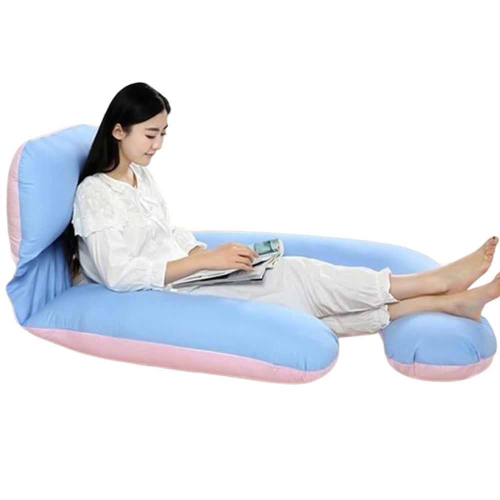 G-shape Pregnancy Pillows for Sleeping Full Body Maternity Support Pillow for Back Legs Belly HIPS Blue and Pink