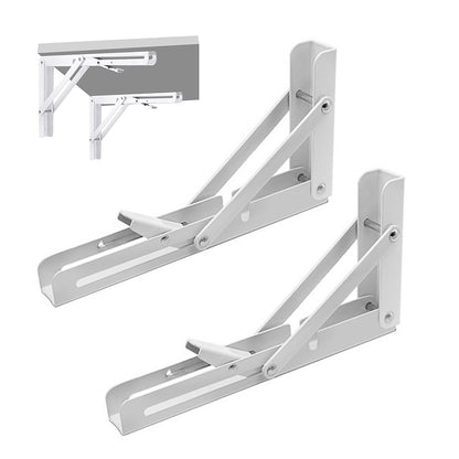 2Pcs 90 Degree Foldable Metal Shelf Brackets-White