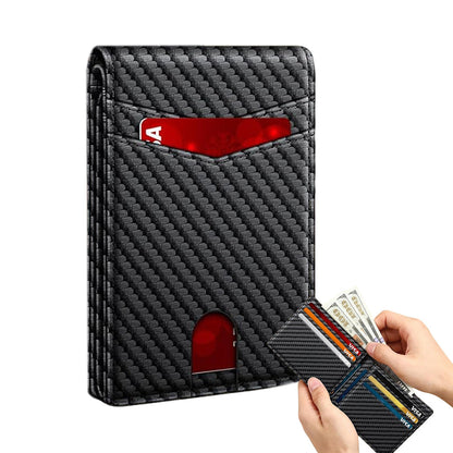 Men’s Slim RFID Shielding Microfiber Wallet Card Holder with Money Clip
