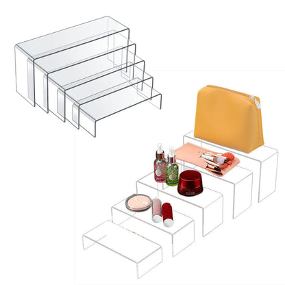 5 Pieces Set Clear Acrylic Display Risers Stand Shelf Showcase for Jewelry Candy Dessert Cake