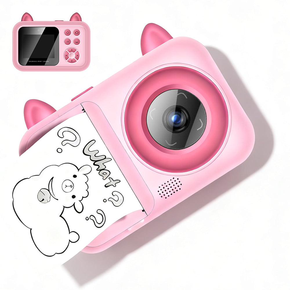Kids 1080P Instant Print Digital Camera with 1 Roll Printing Paper Pink
