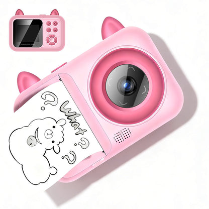 Kids 1080P Instant Print Digital Camera with 1 Roll Printing Paper Pink