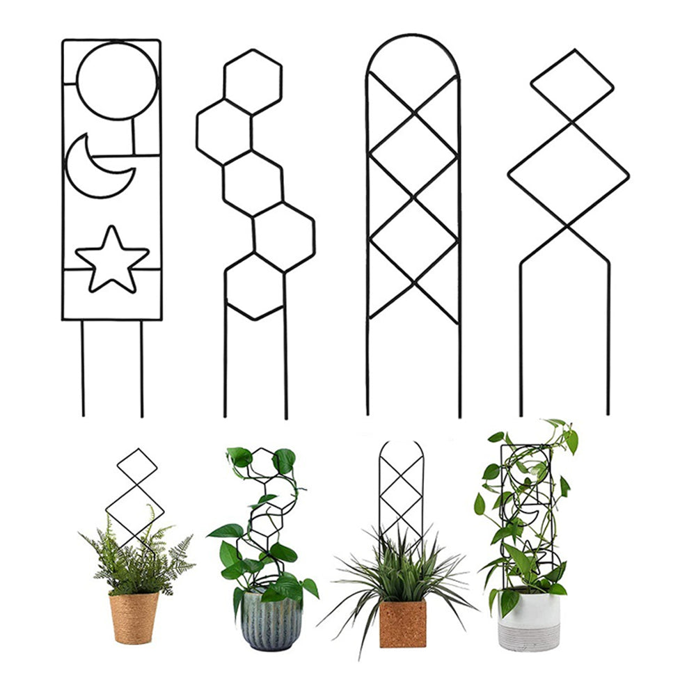 Set of 4Pcs Indoor Plant Trellis for Climbing Plants Metal Trellis Support Stake for Potted Plants Style 1