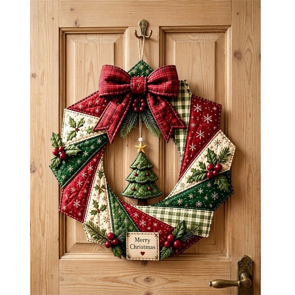 DIY Christmas Quilt Wreath Kit Fabric Sewing Craft Set with Instructions Christmas Tree