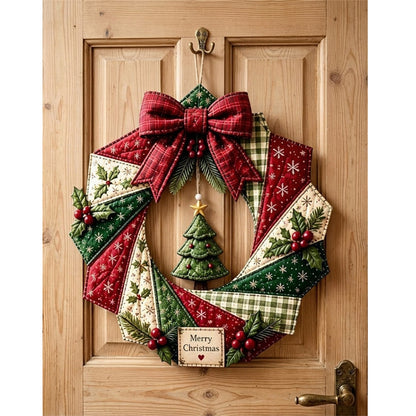 DIY Christmas Quilt Wreath Kit Fabric Sewing Craft Set with Instructions Christmas Tree
